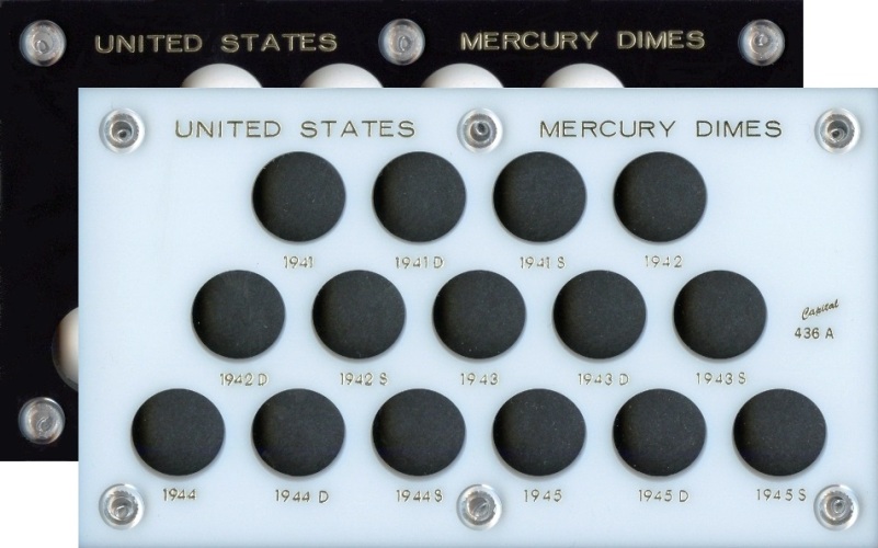 Capital Plastics 436-A 15-Coin Holder for the Mercury Dime Short Set - www.jakesmp.com