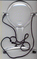 .gif of a h.e. harris hands free magnifying glass