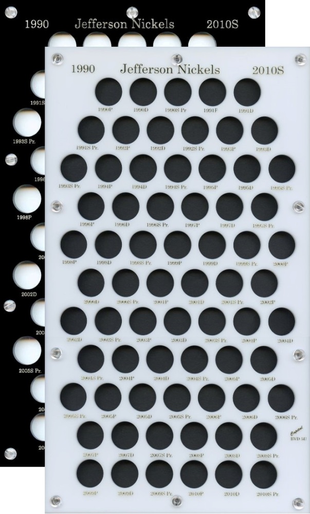 Capital Plastic BVD5D 72-Coin Holder U.S. Jefferson Nickels - 1990-2010 S - www.jakesmp.com
