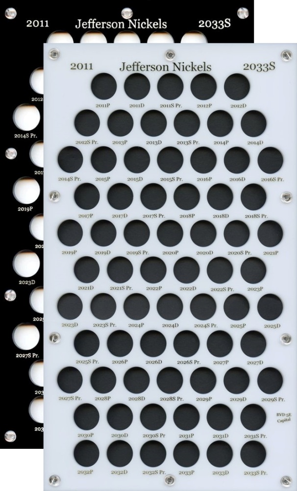 Capital Plastics BVD5E U.S. Jefferson Nickels 2011 to 2033-S Proof 72-Coin Holder - www.jakesmp.com